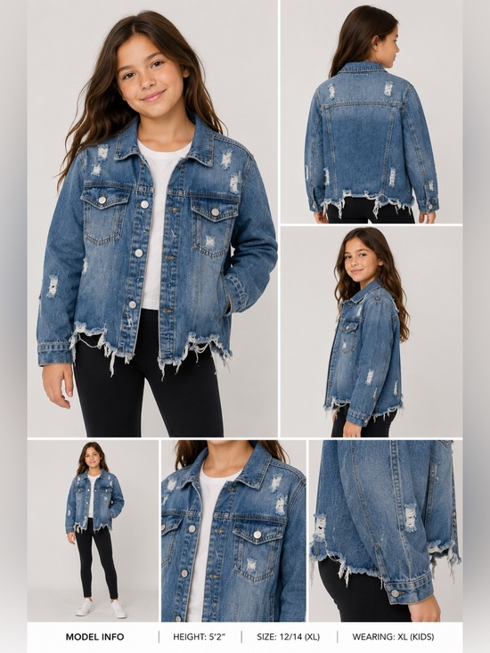GB girls Other - GB Girls Light Blue Distressed Denim Jacket